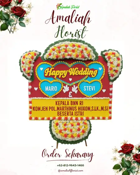 Papan Bunga Pernikahan Saombo